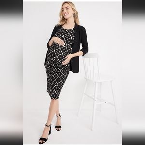 💖🤰Maurices Black/White Diamond Pattern Midi Bodycon Maternity Dress (Size XS)